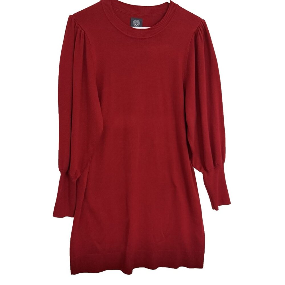 Vince Camuto Womens Red Sweater Dress L Balloon Sleeve Christmas‎ Holiday Event